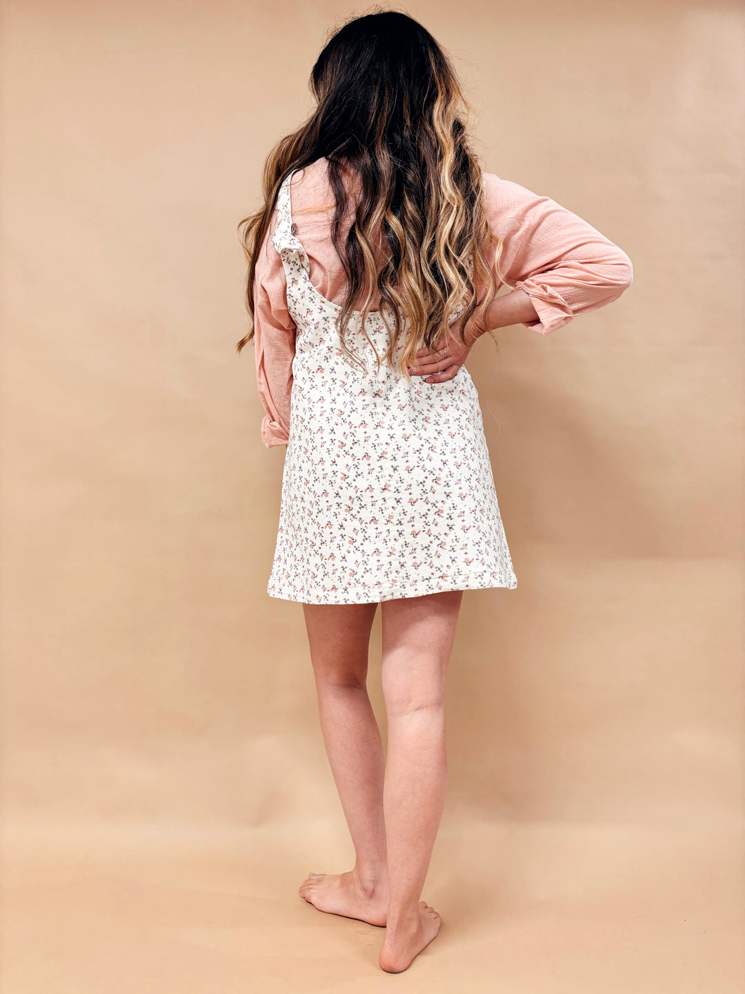 Suzie Ditsy Floral Denim Overall Mini Dress