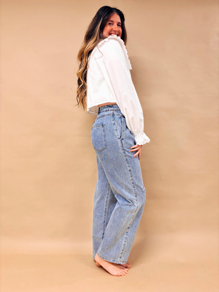 Quinn Eyelet Poplin Cropped Shirt
