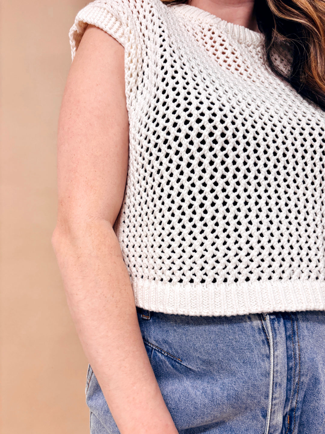 Tori Open Stitch Drop Shoulder Top