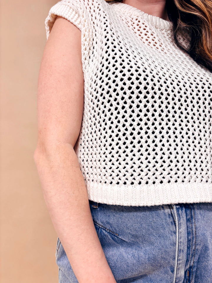 Tori Open Stitch Drop Shoulder Top