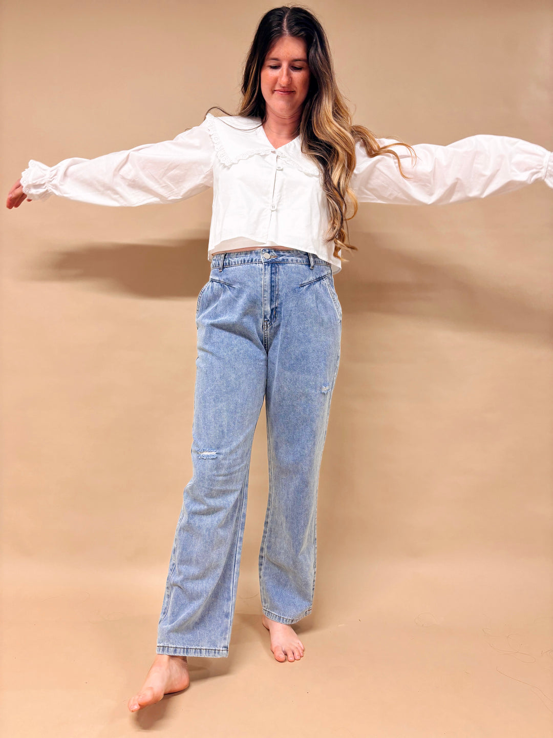 Quinn Eyelet Poplin Cropped Shirt