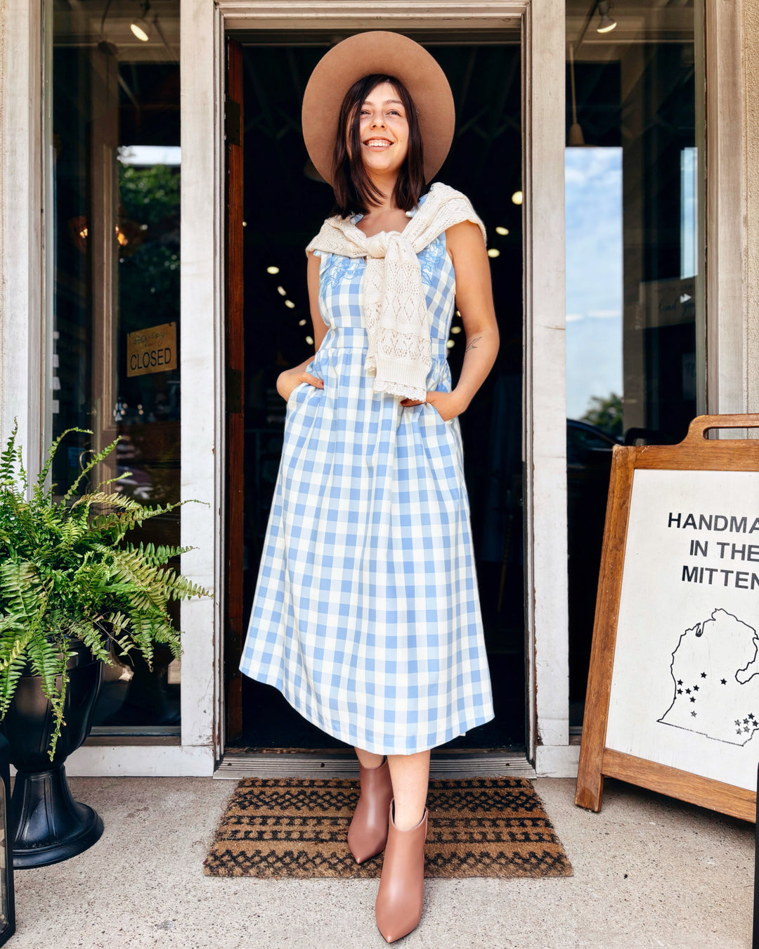 Jenna Gingham Midi Dress