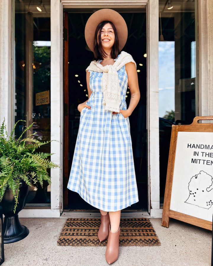 Jenna Gingham Midi Dress