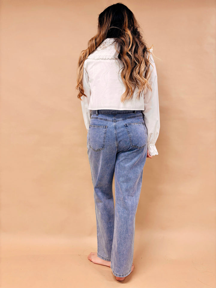 Quinn Eyelet Poplin Cropped Shirt