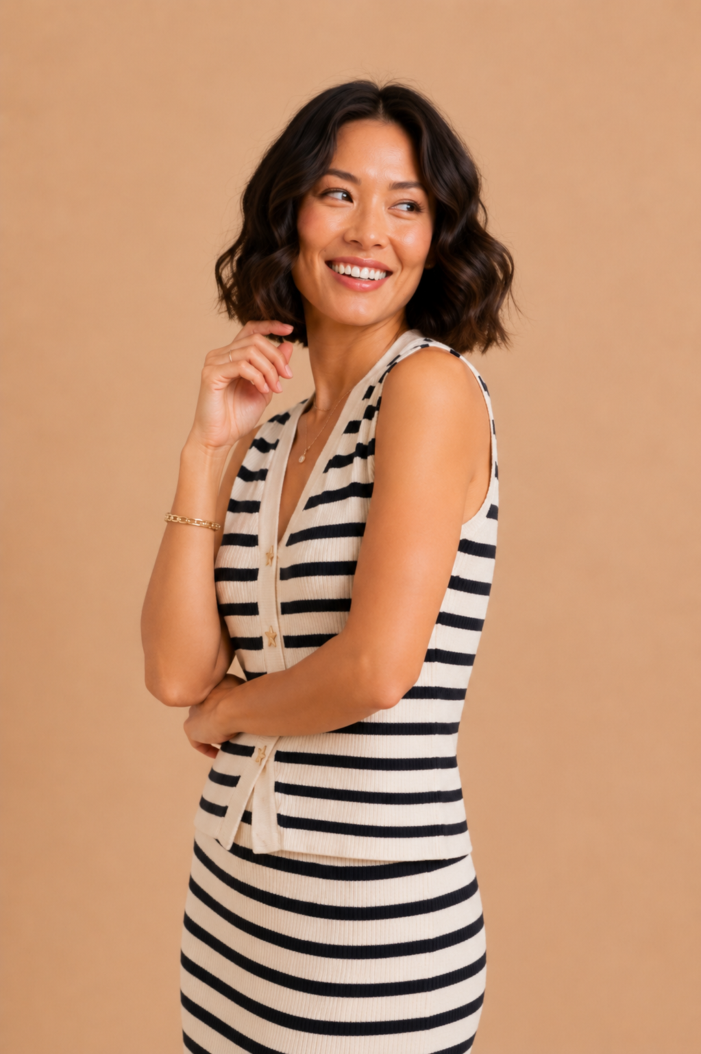 striped dress knitted vest Marisol Coastal Starfish Button Knit chapel-train Mesh Lace Long Sleeve but warm Luxury Satin Colors:Purple