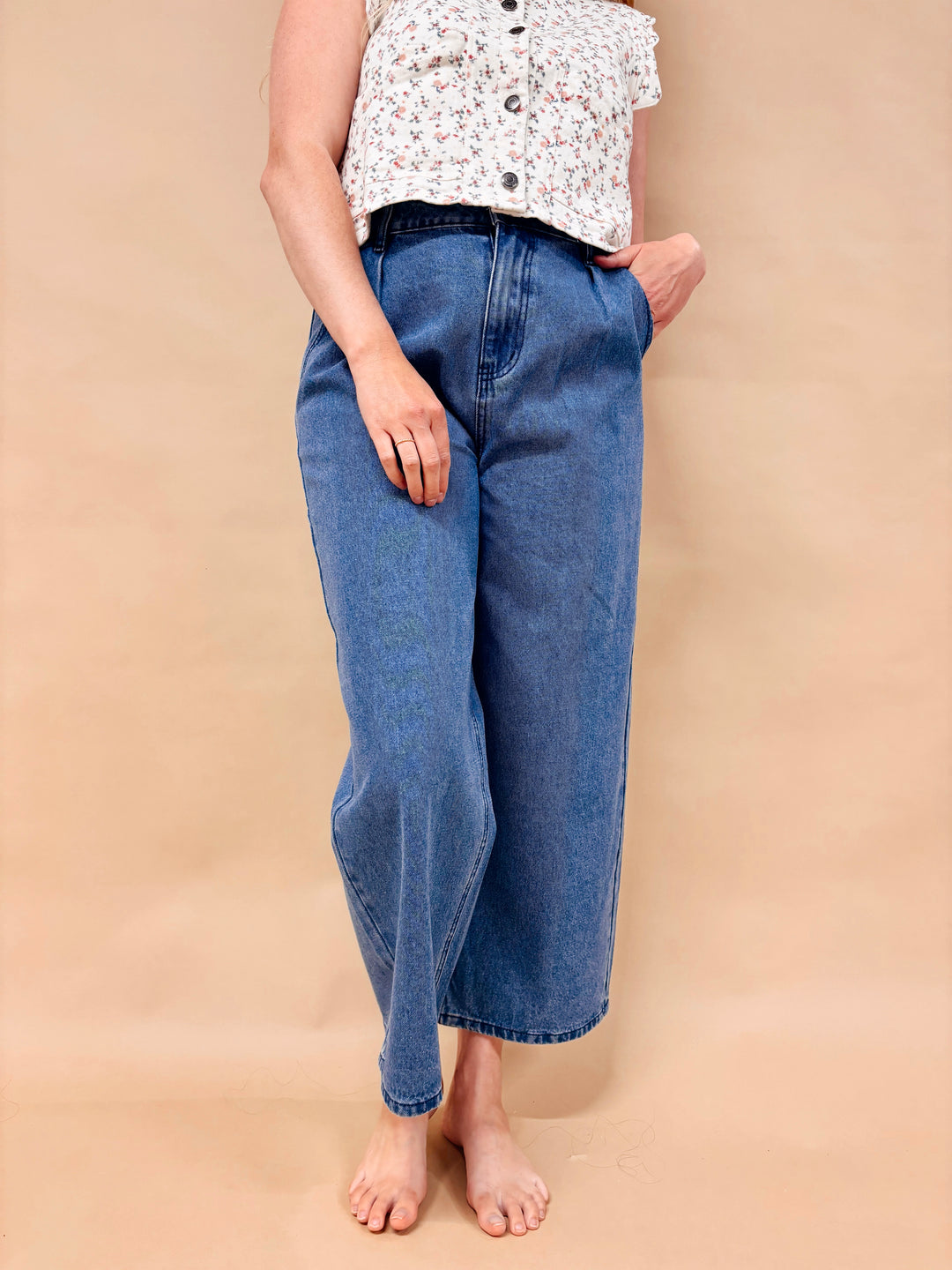 Clara Mini Pleated Denim Pants