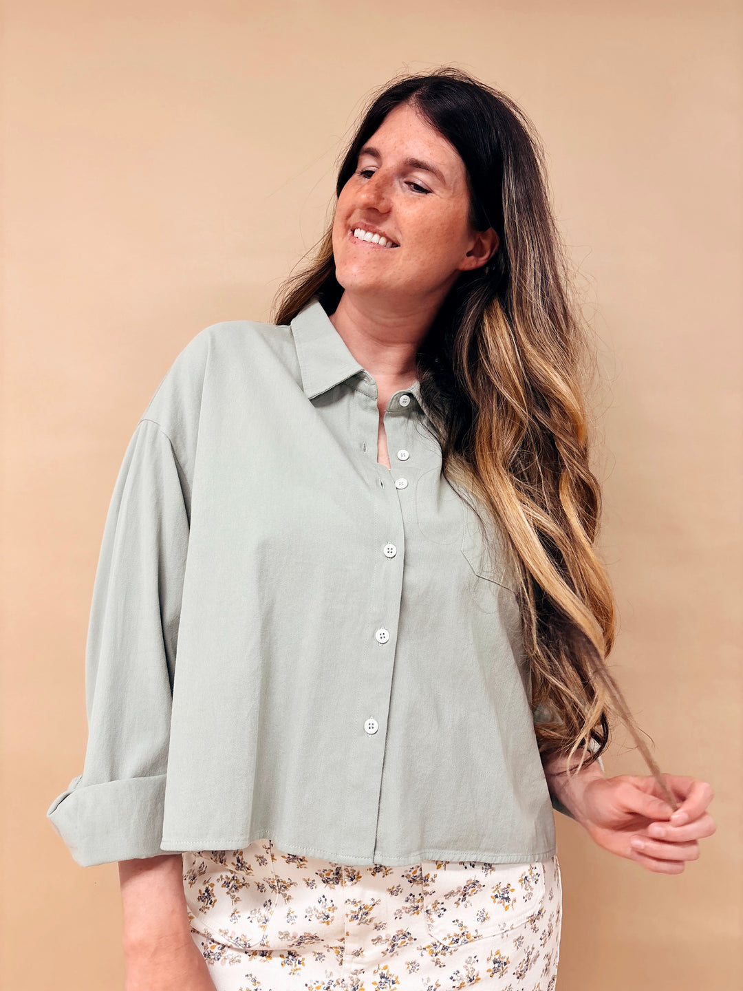 Cassie Button Up Boxy Shirt