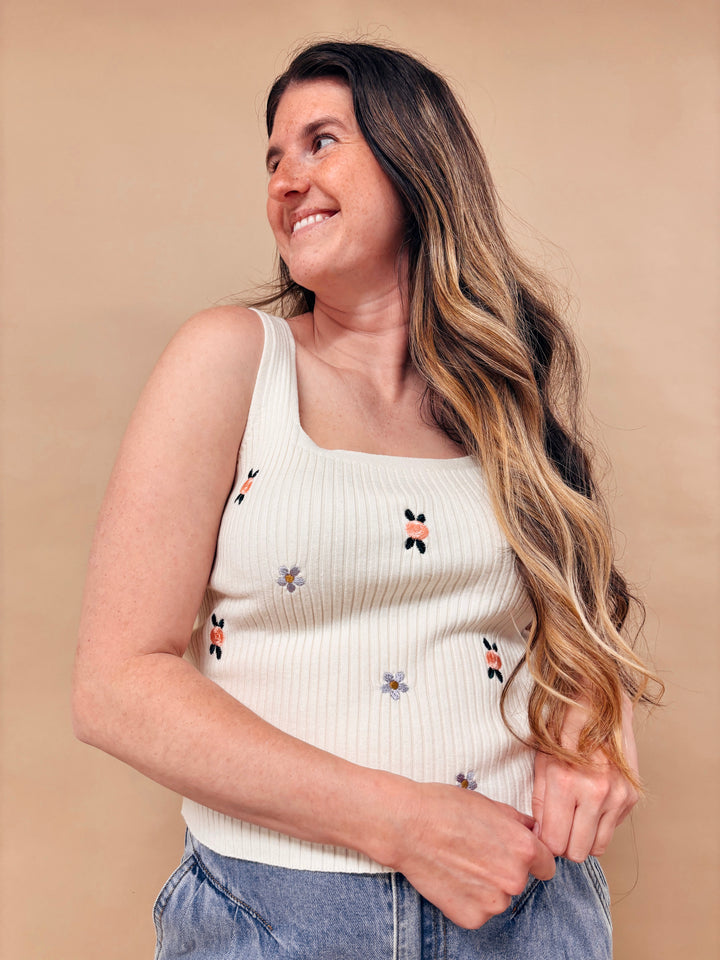 Clara Floral Embroidered Tank