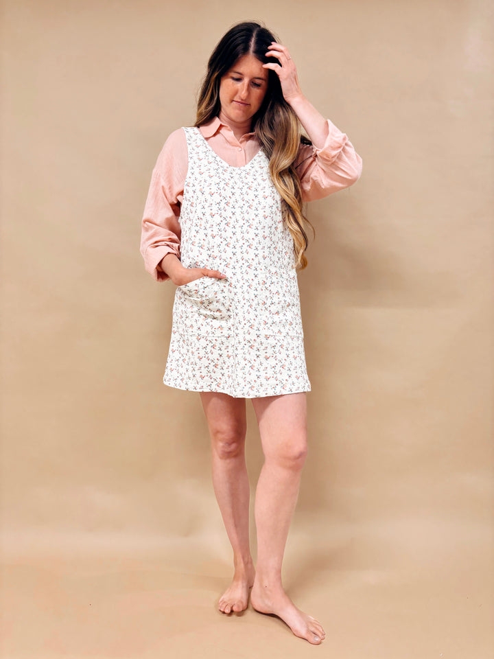 Suzie Ditsy Floral Denim Overall Mini Dress
