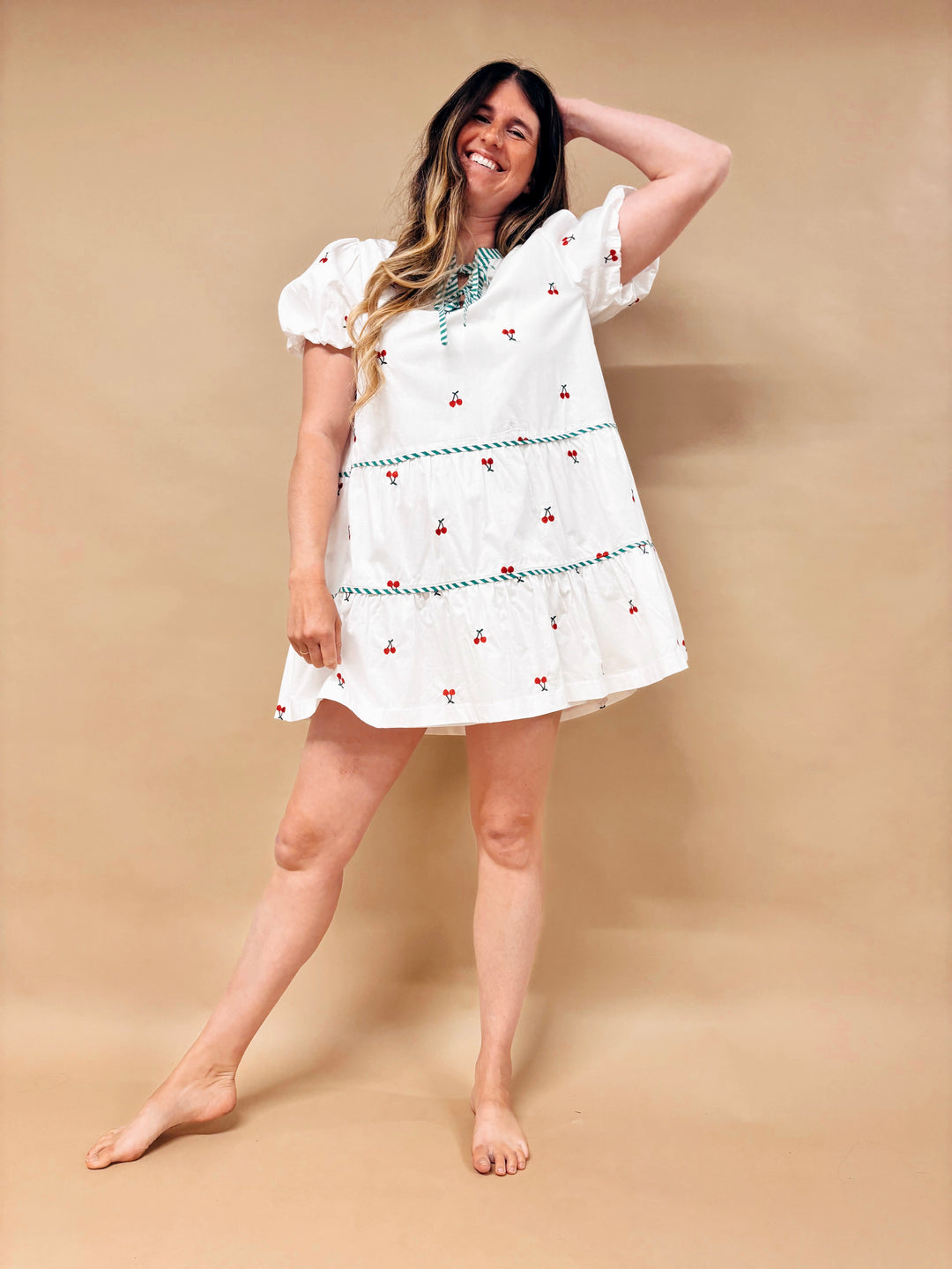 Marci Fruit Embroidered Mini Dress