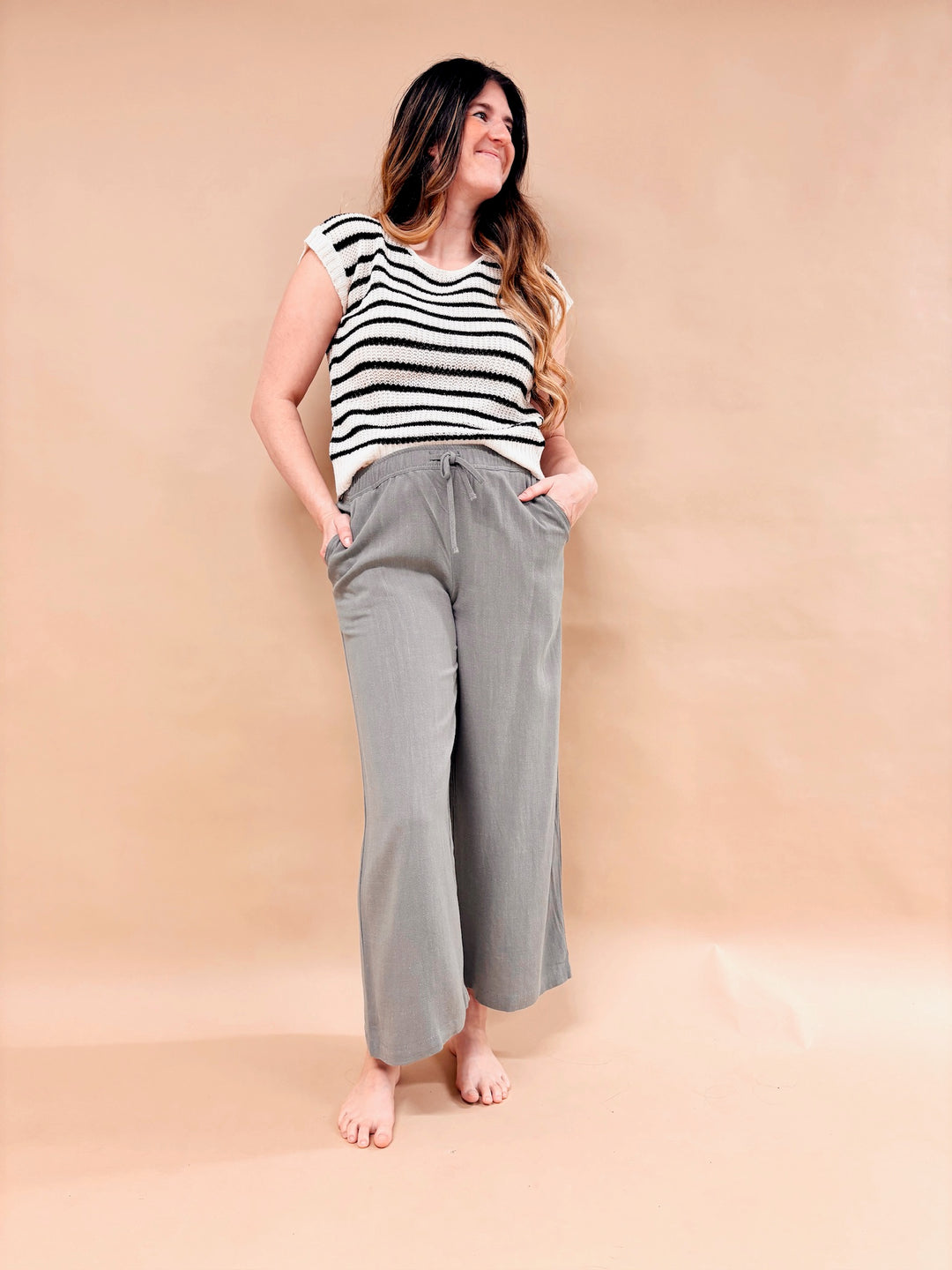 Londyn Linen Cropped Pant