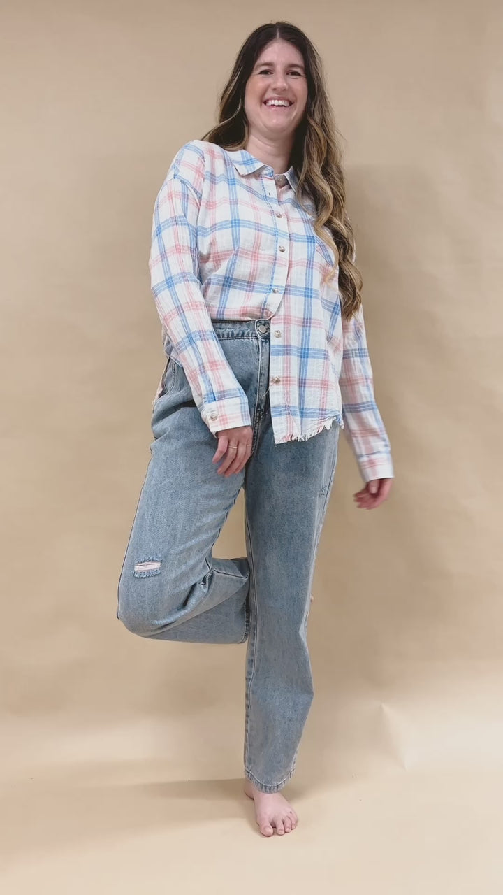 Shannon Plaid Fringe Button Down Shirt