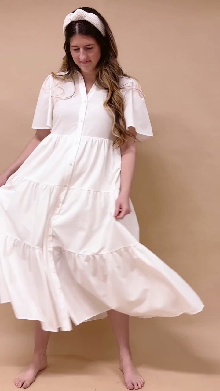 Kate Flutter Sleeve Midi Dress