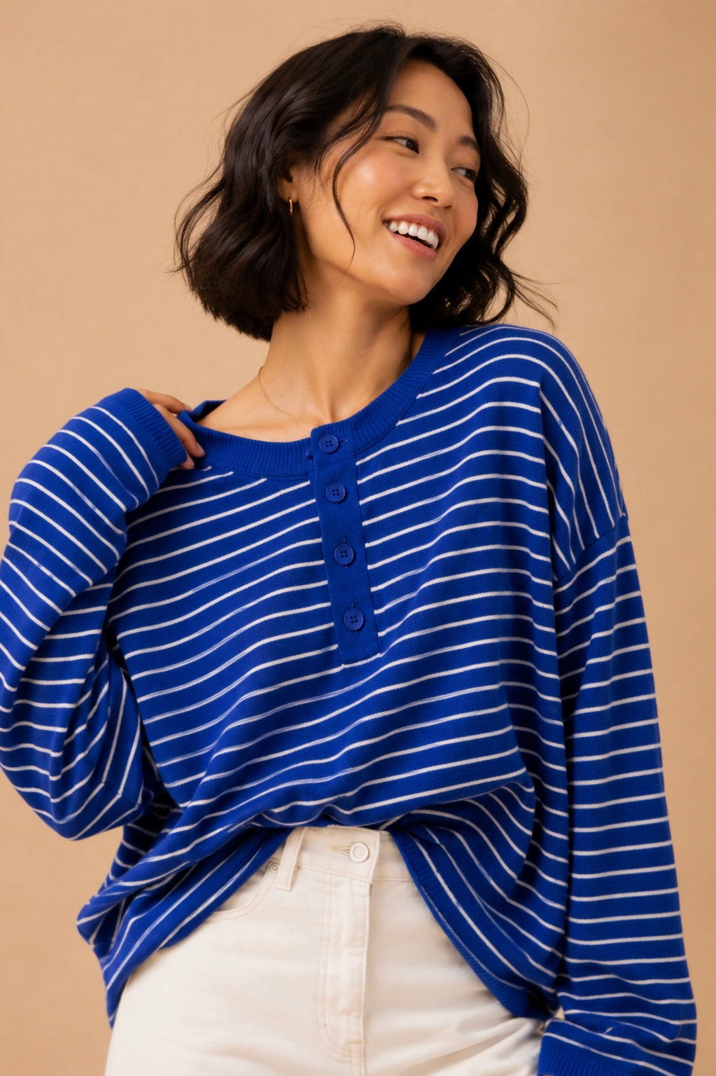 Valeria Long Sleeve Striped Crew Neck Sweater