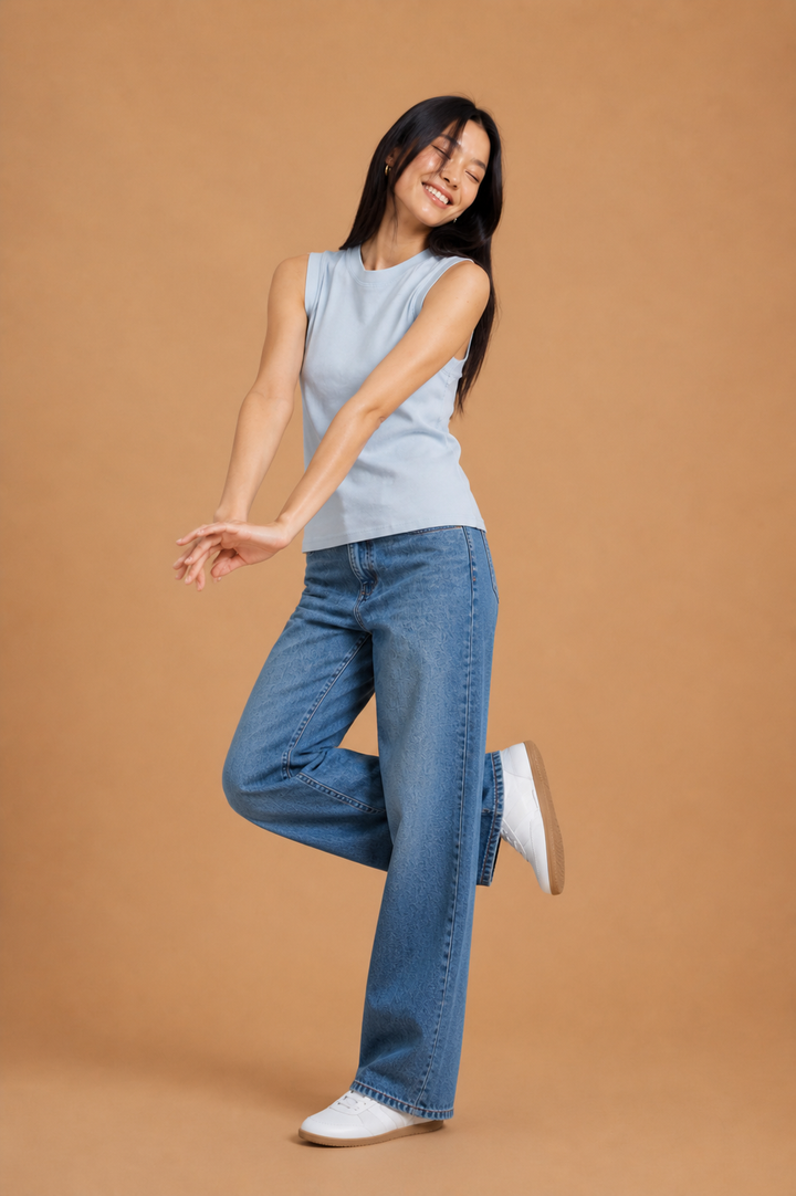 Celine Garment Dye Cotton Blend Tank Top