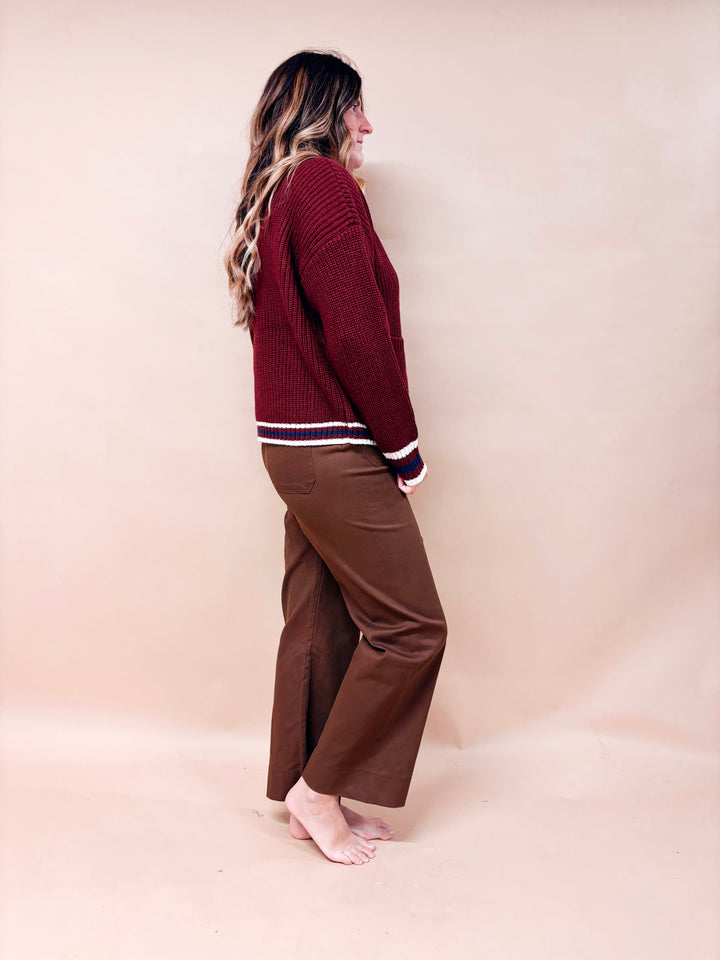 Adele Varsity Trim Cardigan Sweater