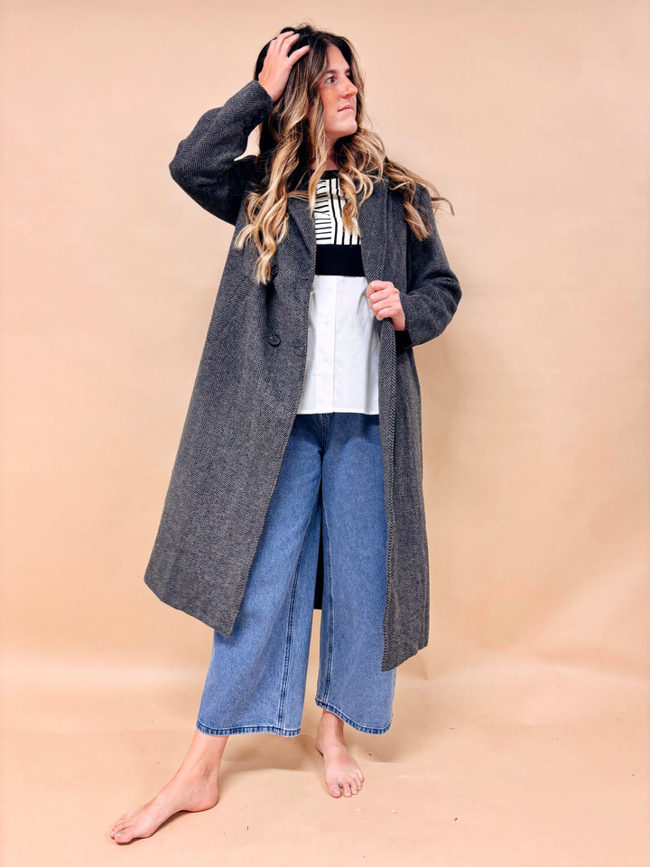 Celeste Herringbone Long Coat