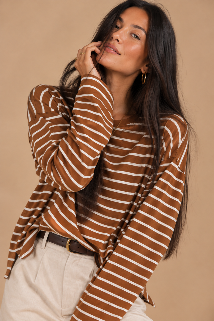 Riley Relaxed Stripe Drop Shoulder Mariner Top