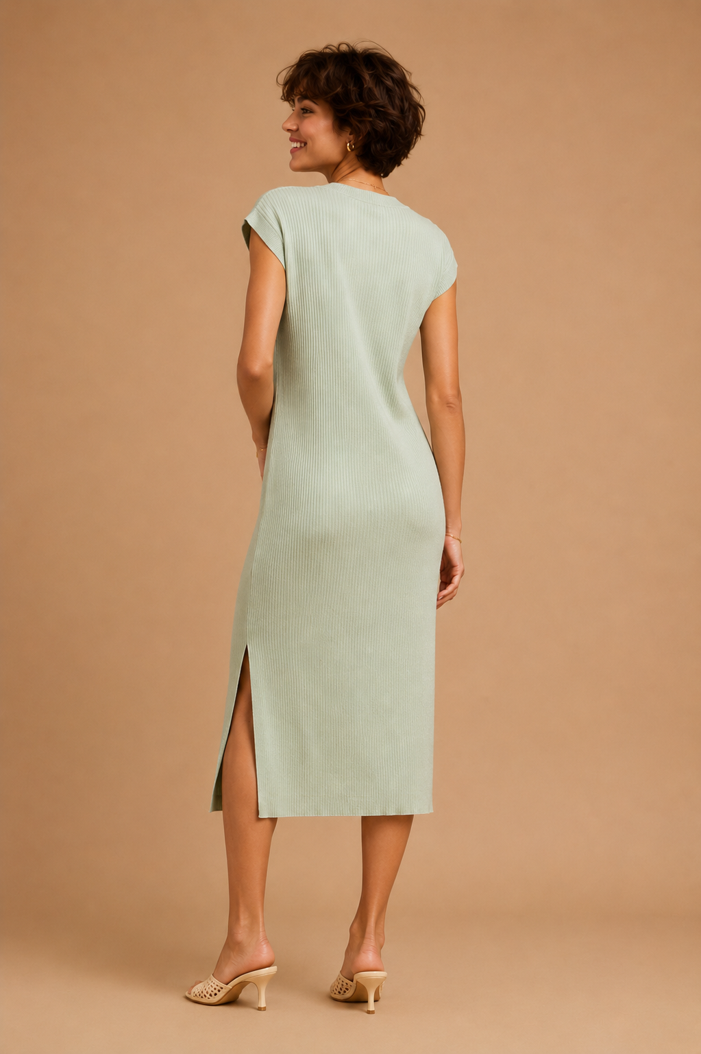Celeste Ribbed Knit Midi Dress