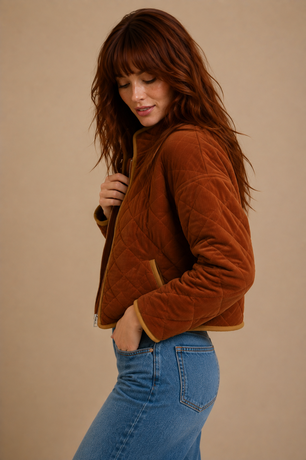 Tessa Corduroy Quilting Cropped Jacket