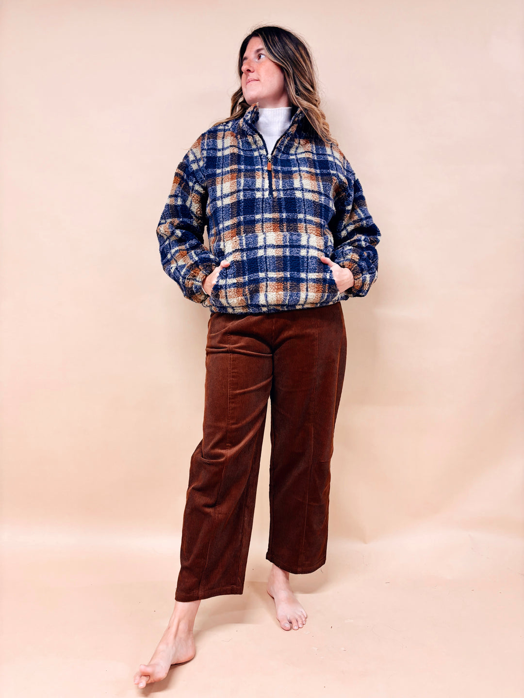 Ivy Quarter Zip Plaid Fleece Pullover