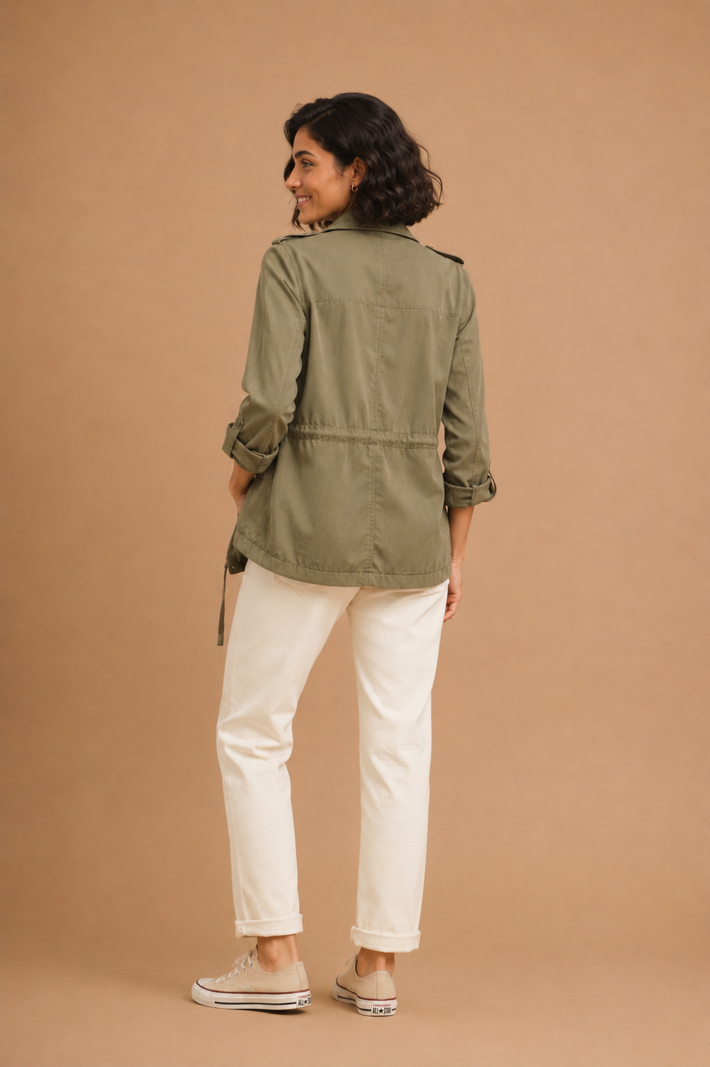 Maeve Cinched Waist Safari Cargo Utility Jacket