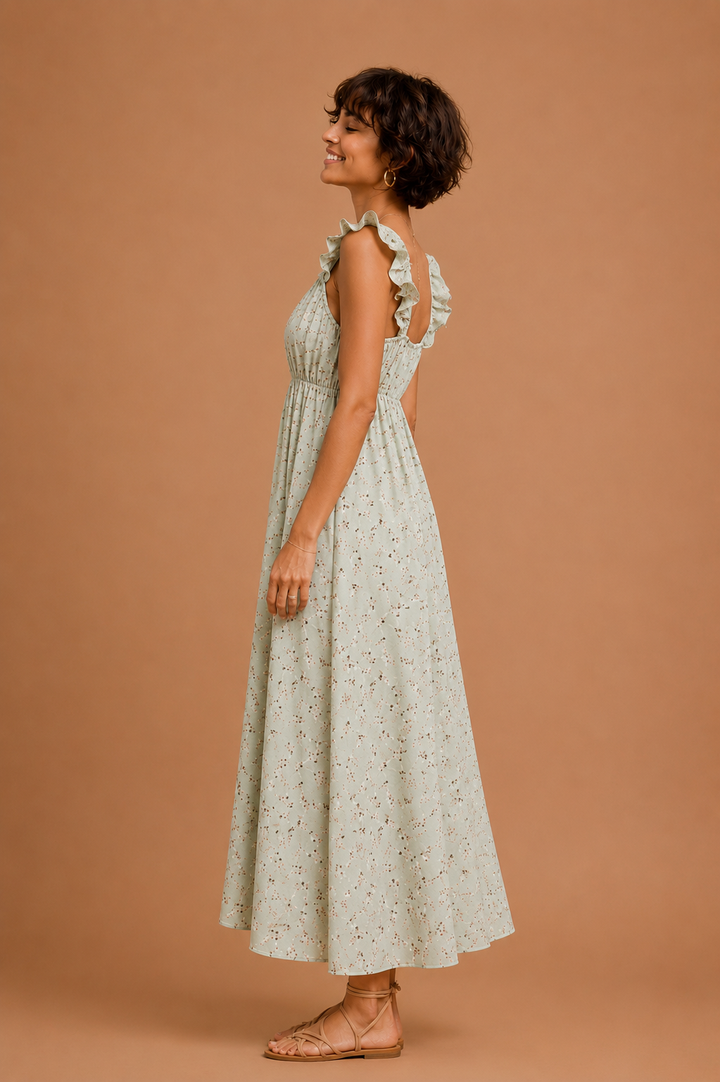 Aurora Floral Ruffle Sleeve Maxi Dress