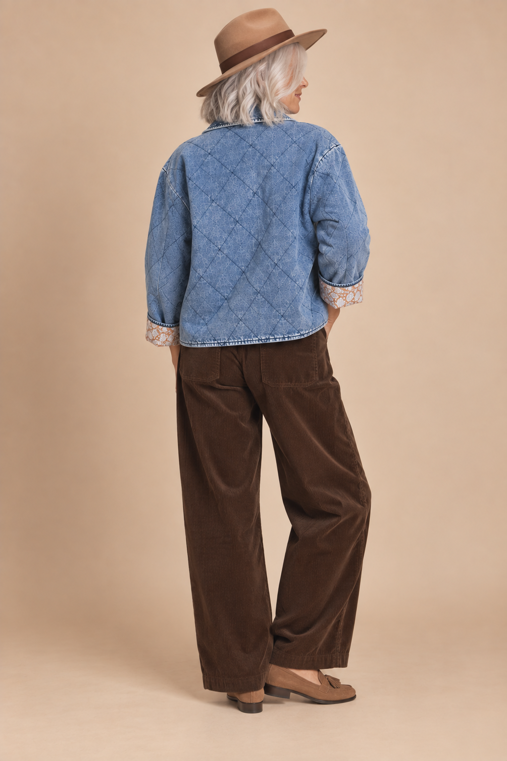 Charis Contrast Lining Quilted Denim Jacket