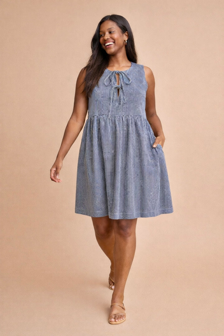 Megan Striped Bow-Knot Dress