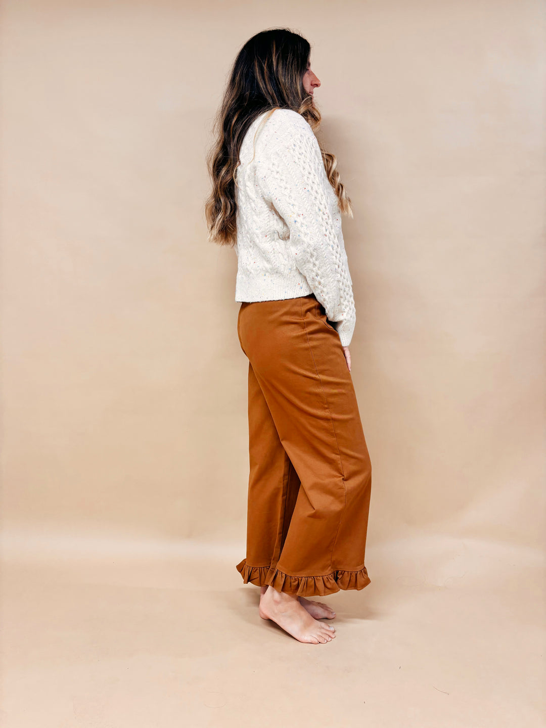 Natalie Ruffle Hem Twill Pant