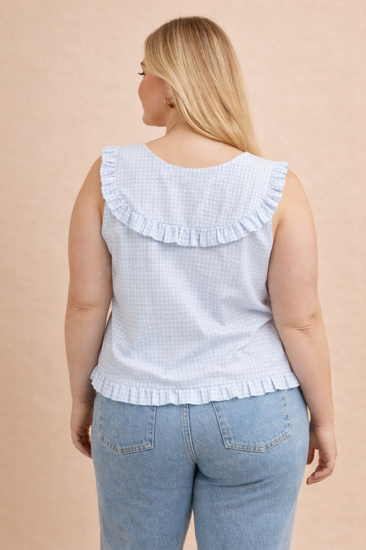 Roxie Ruffled Collar Gingham Blouse