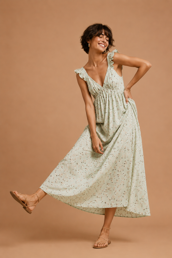 aurora ruffle maxi dress Floral Sleeve – Brick + Ivy Market Silk Satin Colors:Burgundy 754 and hidden side pockets cottagecore_Prairie Zigzag knitted minidress in