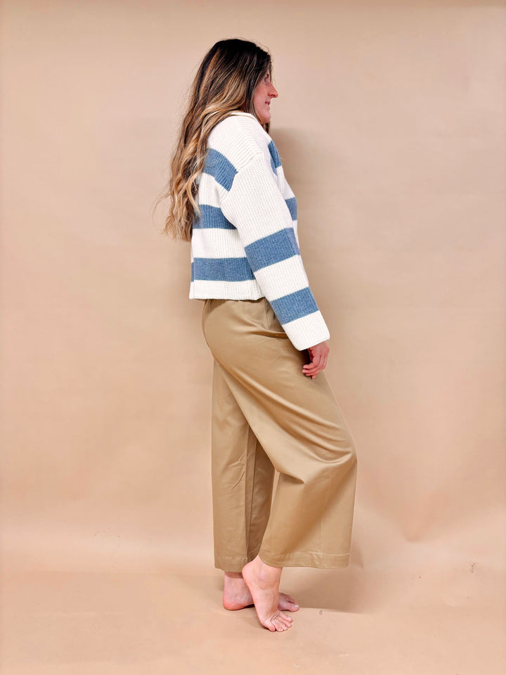 Clara Striped Drop Shoulder Collared Sweater