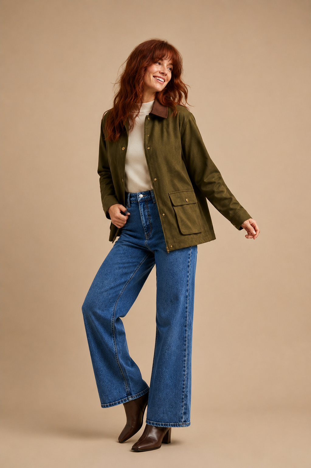 Jessa Button Down Faux Suede Barbour Jacket