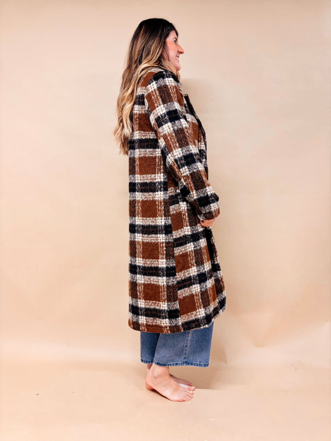 Nora Brushed Plaid Coat