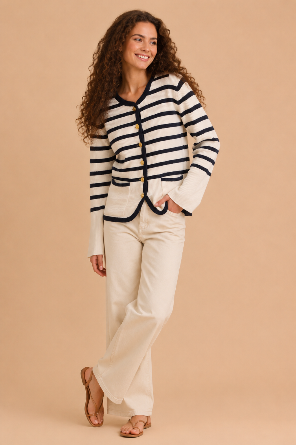 Bianca Nautical Striped Sweater Cardigan Blazer