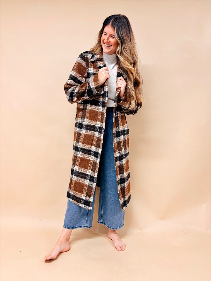 Nora Brushed Plaid Coat