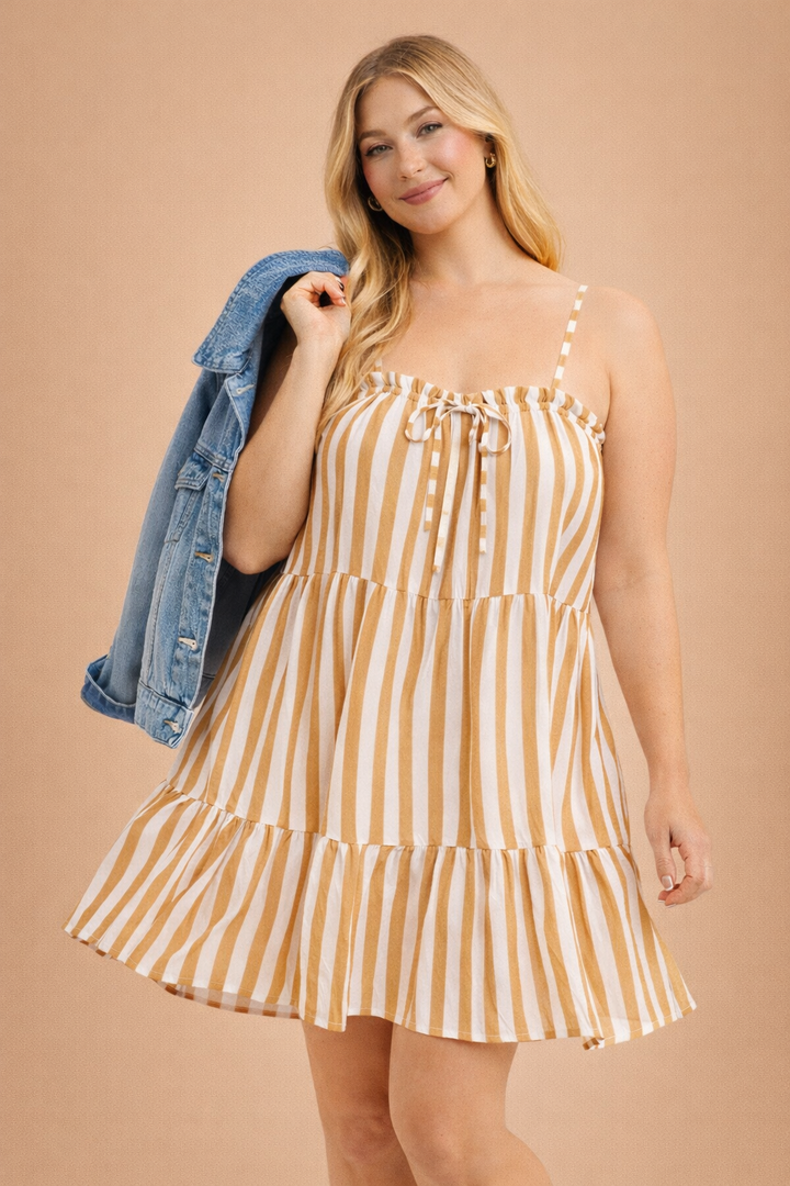 Tessa Striped Tiered A-Line Mini Dress