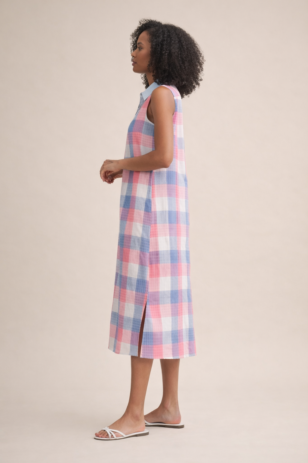 Willow Checkered Plaid Button Down Midi Dress