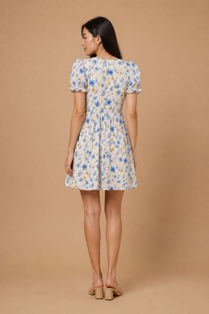 Quinn Floral Petal Waltz Cotton Mini Dress
