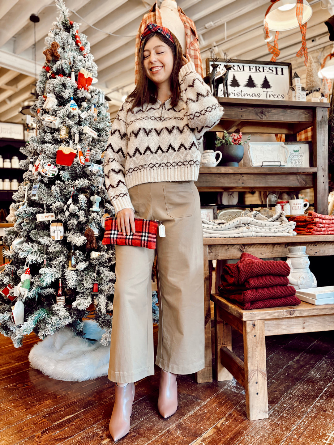 Mia Nordic Zig Zag Half Zip Sweater