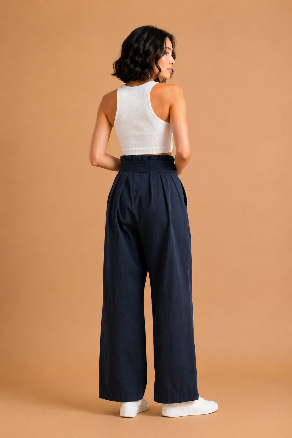Rosalie Paper Bag Waist Belted Wide Leg Pants