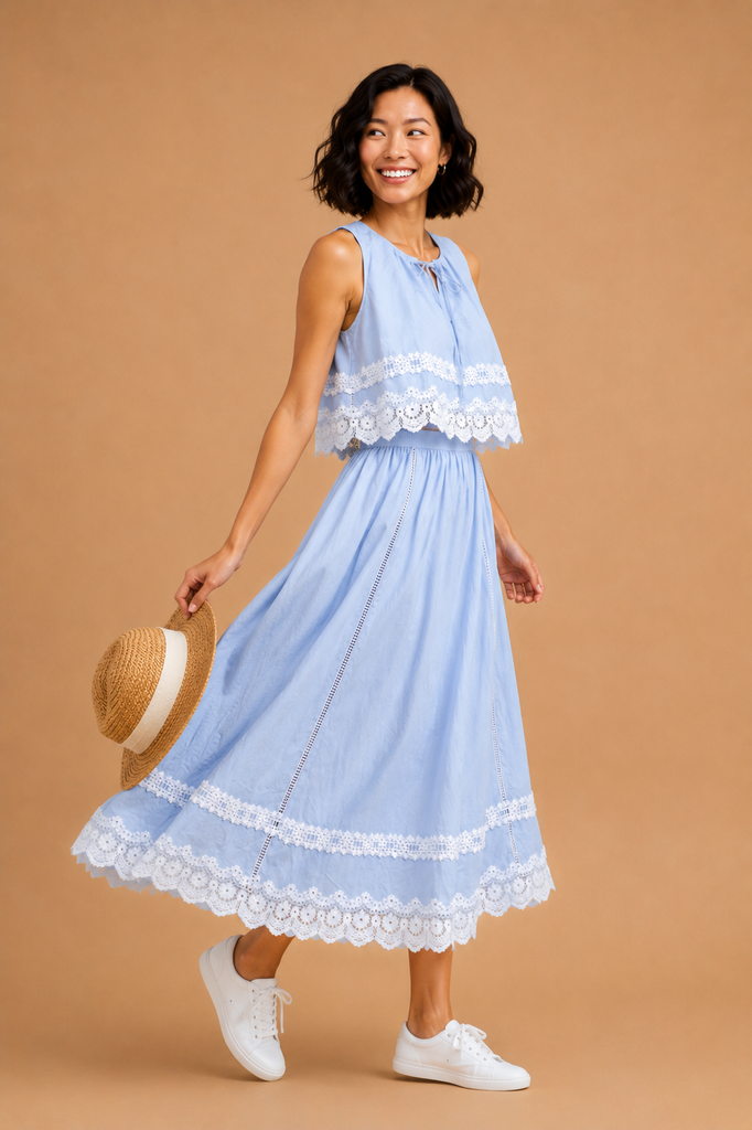 Avery Lace Trim Midi Skirt – Brick + Ivy Market