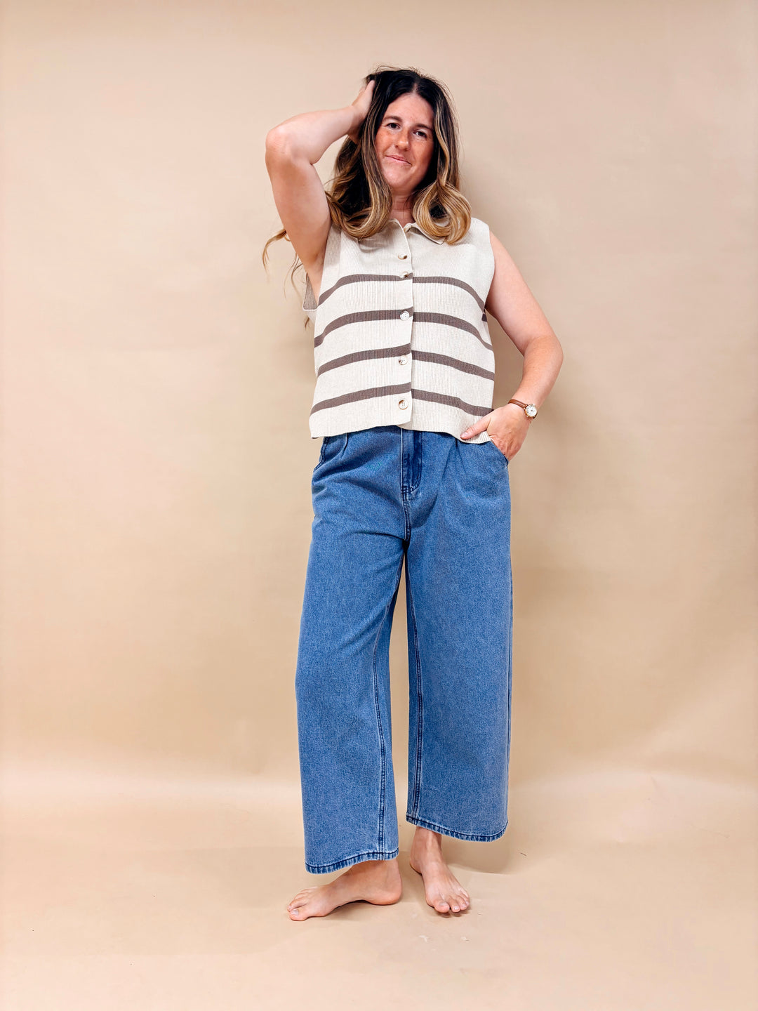 Ryleigh Ribbed Button Down Sweater Vest