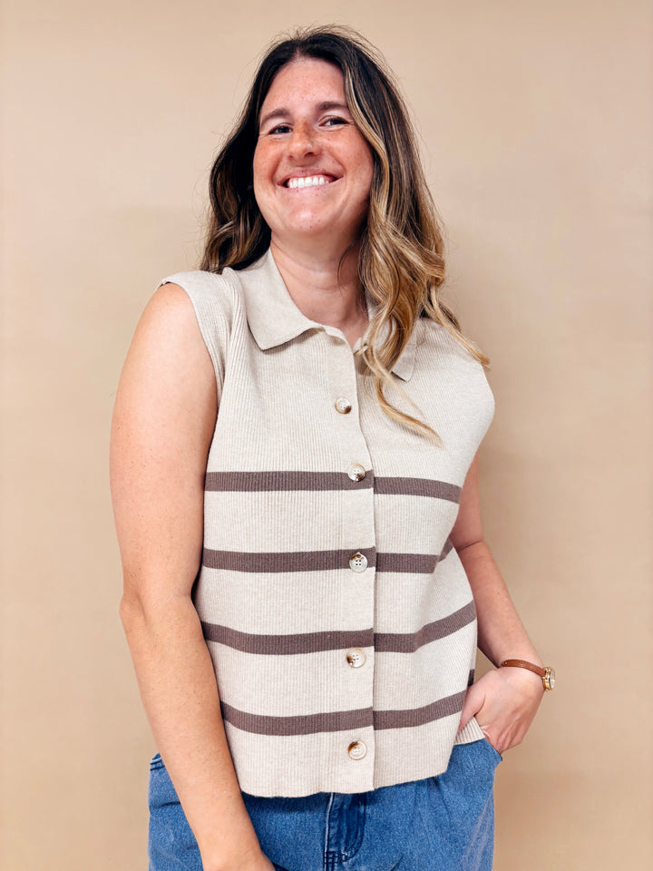 Ryleigh Ribbed Button Down Sweater Vest