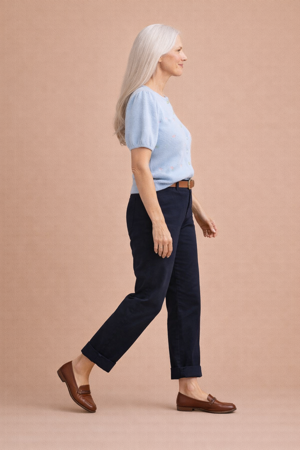 Freya Floral Embroidered Puff Sleeve Button Down Knit Top