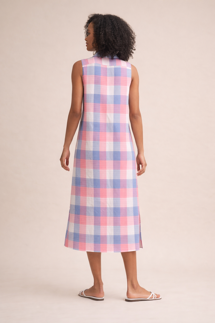 Willow Checkered Plaid Button Down Midi Dress