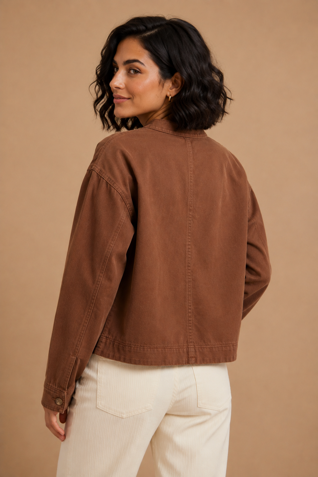 Quinn Cotton Denim Button-Up Utility Jacket