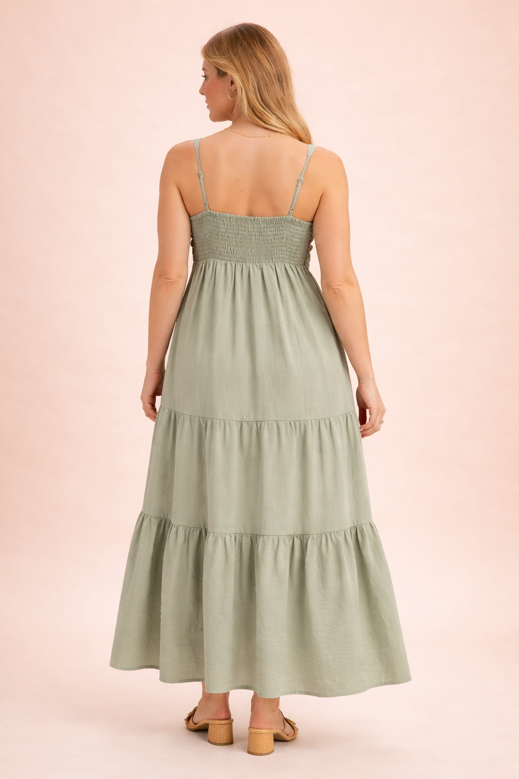 Sage Self Tie Front Maxi Dress