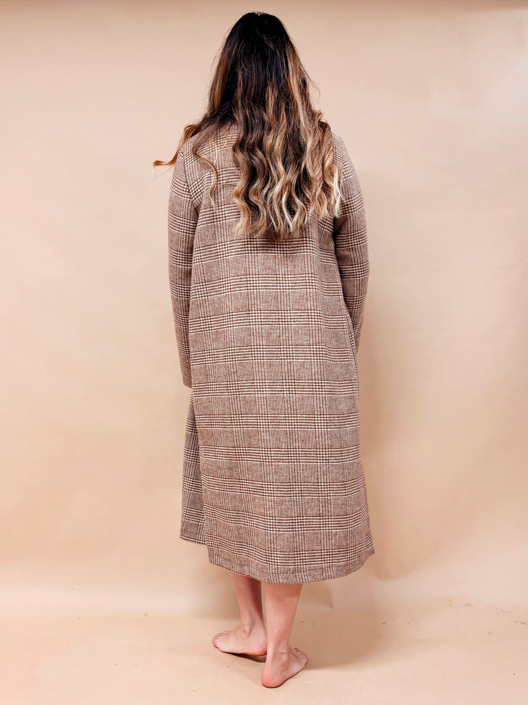 Ava Houndstooth Plaid Wool Blend Coat